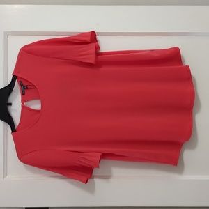 Adrianna Papell Coral Pleated Flutter Sleeve Blouse (M)